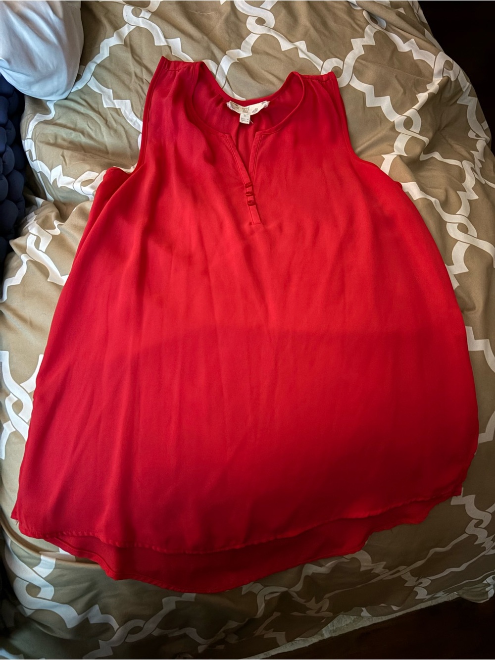 Hippie Rose Orange and blue Sleeveless Notch-Neck Blouses (2)